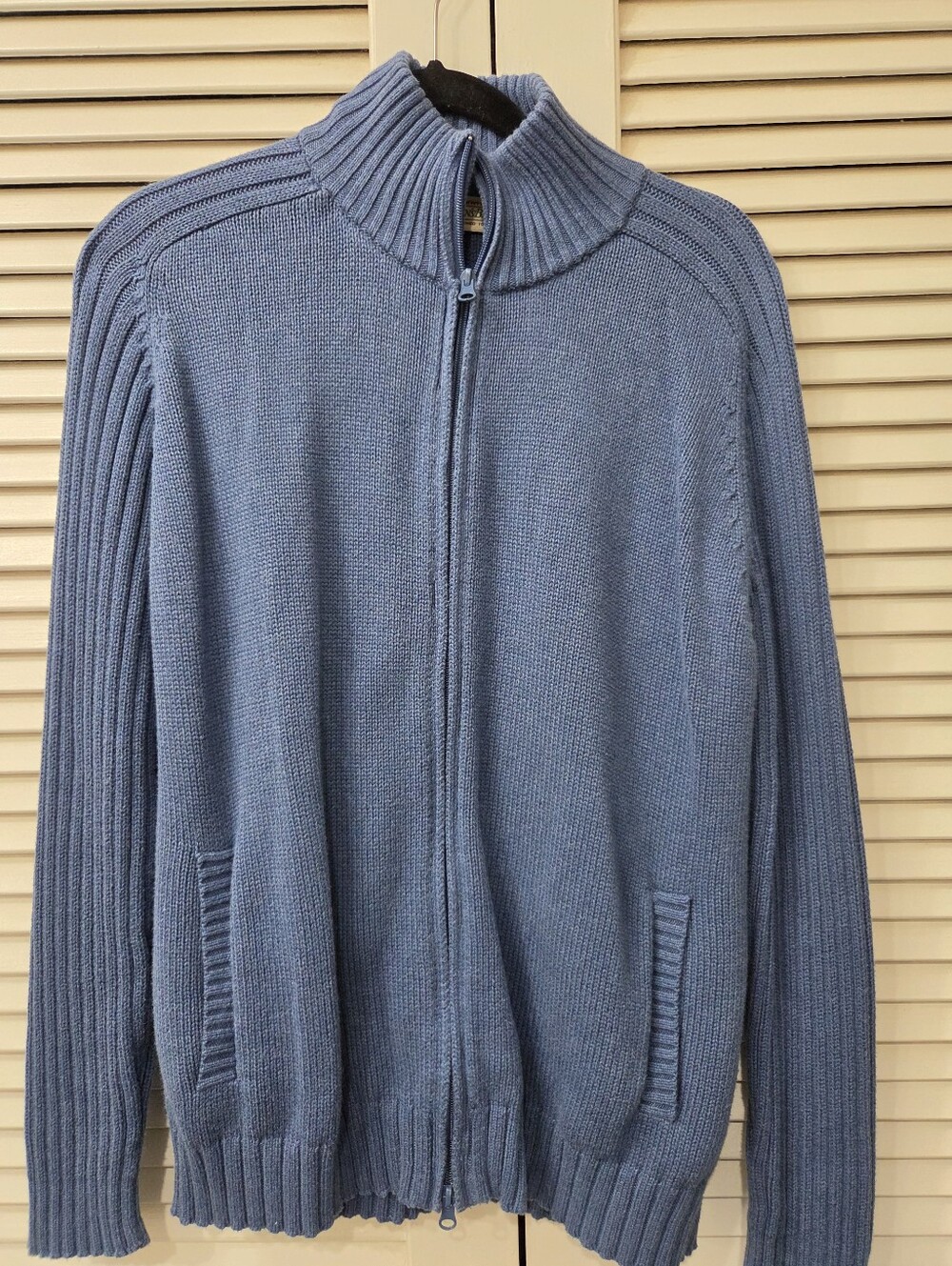 St. John's Bay Blue Full Zip Knit Sweater  Grandpacore Preppy Cozy Classic